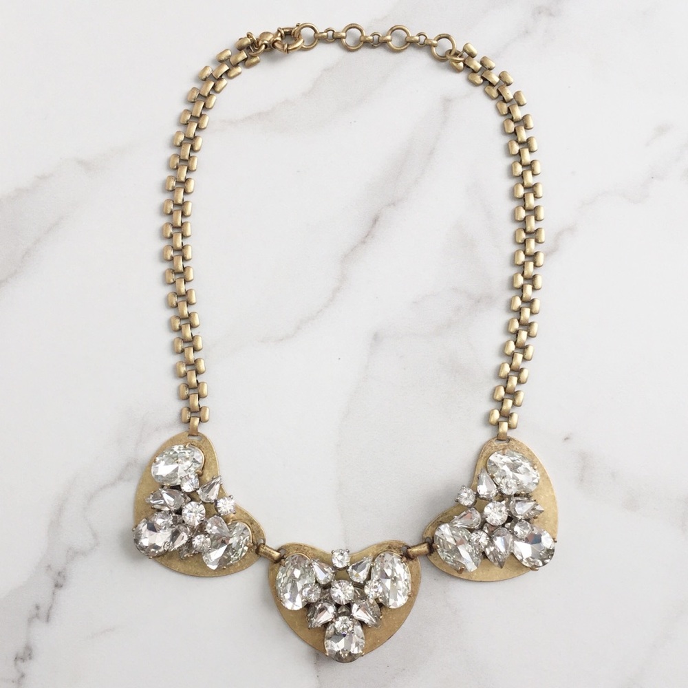 J. Crew rhinestone & gold statement necklace